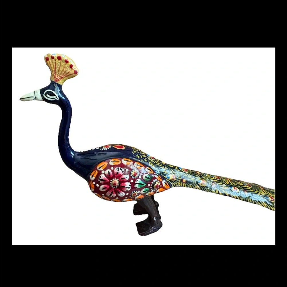 Colorful Peacock Bird Figurine metal